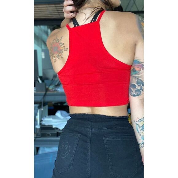 Salty Savage Ladies "BE YOURSELF, NOBODY LIKES YOU ANYWAY" High Neck Halter Crop - Picture 5 of 5